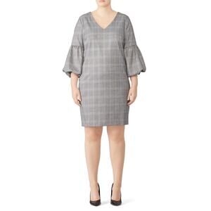 Eloquii Balloon Sleeve Plaid Dress 16